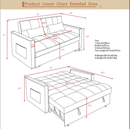Viva Elite Smart 54" Adjustable Backrest Sofa Bed Futon - The Future of Adaptive Luxury