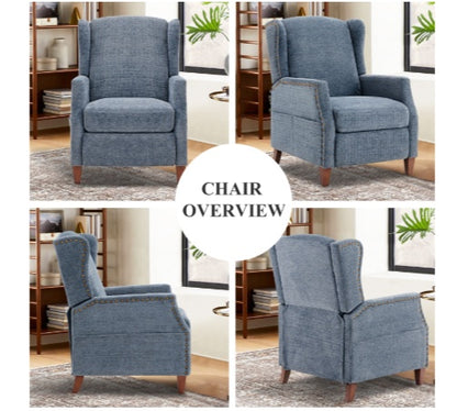 Blue Canvas Push-Back Lounge Chair | Viva