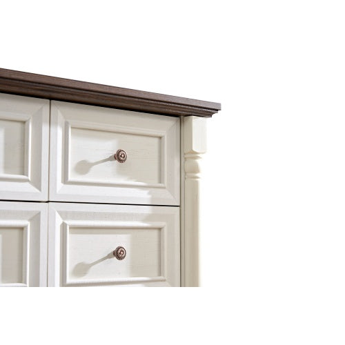 Rustic 7-Drawer Dresser with Wooden Base & Riser Trim – Timeless Elegance for Your Home