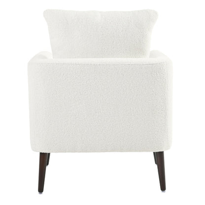 White Teddy Fabric Armchair with Rubberwood Legs | Viva