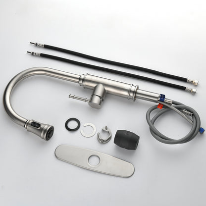 Single Handle High  Pull Out Kitchen Faucet, Single-stage Stainless Steel Kitchen Sink Faucet, With Pull Down Spray