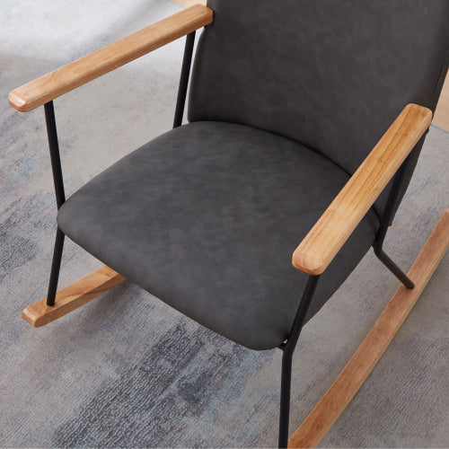 Dark Gray Upholstered Rocking Chair | Viva Cozy Retreat