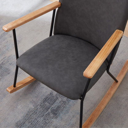 Dark Gray Upholstered Rocking Chair | Viva Cozy Retreat