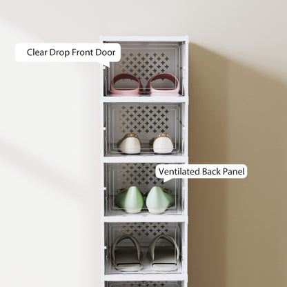 10-Tier Foldable Shoe Storage Cabinet with Clear Doors | Viva