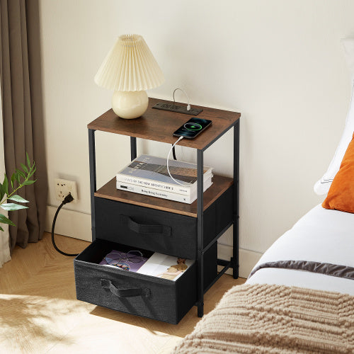 Brown smart nightstand with USB charging station