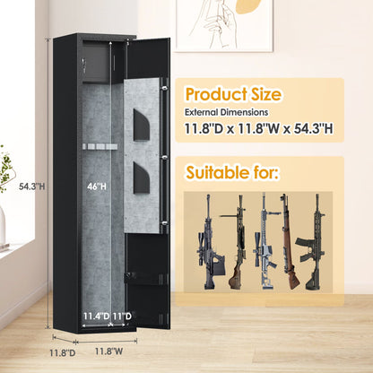Biometric Rifle & Pistol Gun Safe | Quick Access, LED Light & Alarm System | Secure Firearm Storage Cabinet