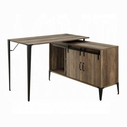 Rustic-Finish Writing Desk with Barn-Door Storage | Viva Elite