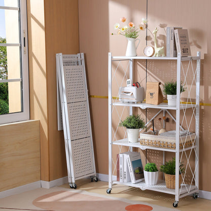Viva Essentials Collection: 5-Layer White Foldable Metal Storage Rack