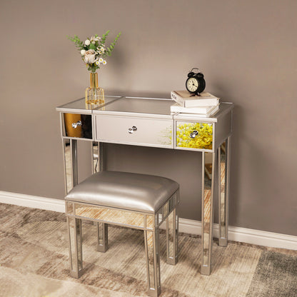 FCH Silver Computer Desk with Clamshell Mirror – Stylish & Functional Workstation