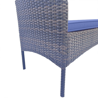 Blue & Brown Woven Patio Conversation Set with Table | Viva Marlowe