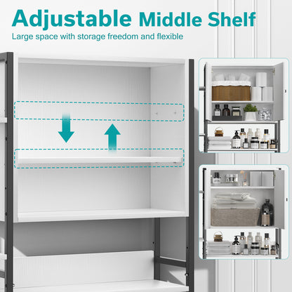 Elegant Bathroom Storage Cabinet with 4 Adjustable Side Shelves - Maximize Your Space with Style