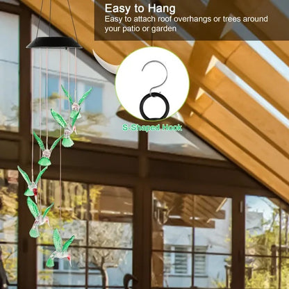 Viva Elite Solar Hummingbird Wind Chime - Color-Changing Garden Art