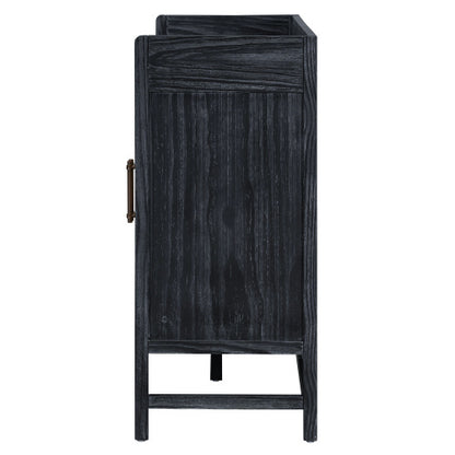 Black & Natural 60-Inch Rattan-Door Sideboard | Viva