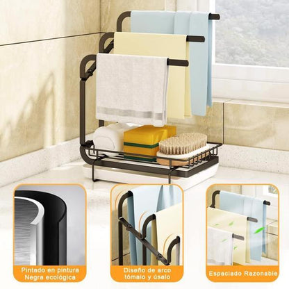 Black Sink Sponge & Soap Caddy with Drain Tray | Viva AquaSink