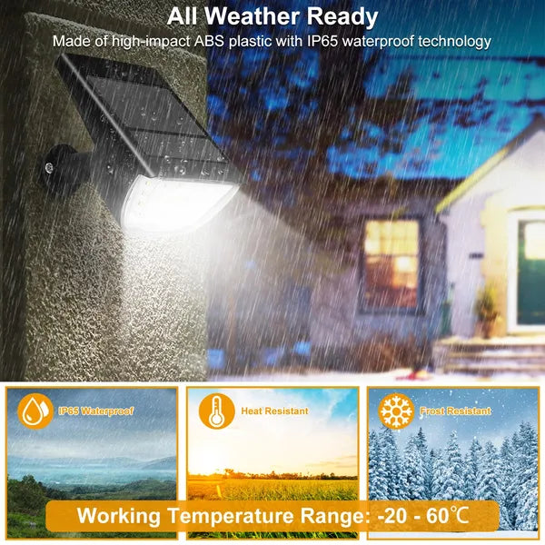 Outdoor light fixture with rain protection features, house in the background