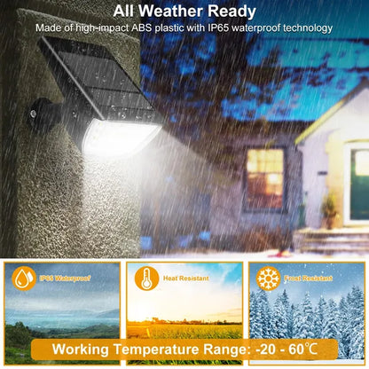 Outdoor light fixture with rain protection features, house in the background