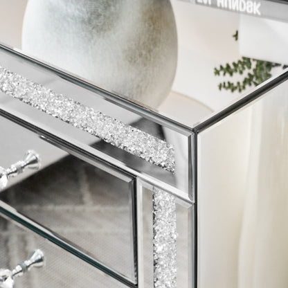 Silver Mirror Three-Drawer Cabinet – Elegant Multi-Purpose Storage Solution