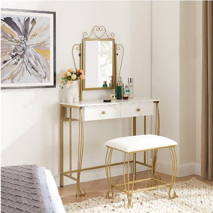 Viva Elite Modern Women's Vanity Set with Mirror & Stool - The Future of Feminine Empowerment
