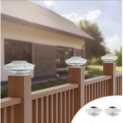 Premium 4-Pack Solar Post Cap Lights - Cold White | Waterproof Outdoor Lighting for 4x4, 5x5, and 6x6 Wooden Posts