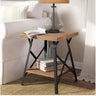 Industrial End Table with Solid Wood Countertop & Metal Base – Stylish & Durable Accent for Your Living Space