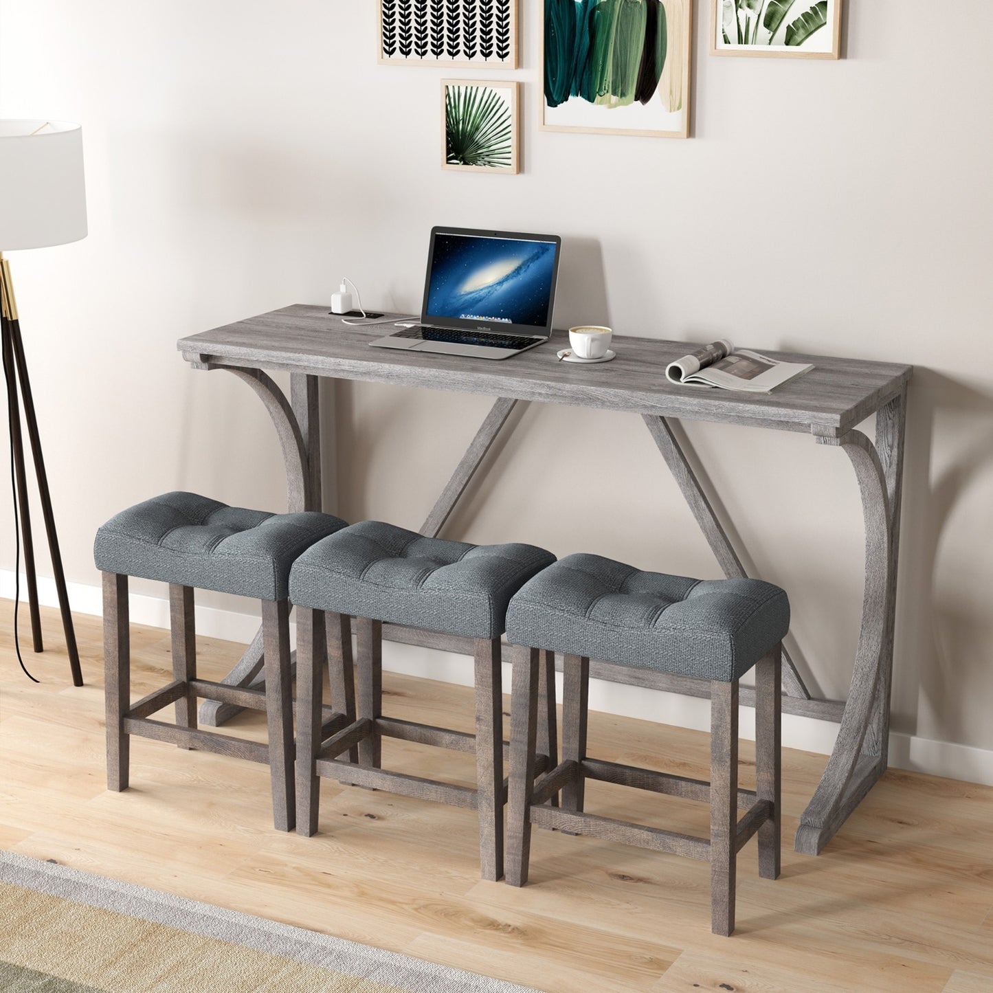 Viva Smart Living Collection: Power‑Ready Industrial Bar Table Set