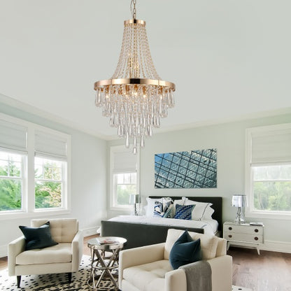 Golden Crystal Chandelier - Luxurious 5-Tier Modern Lighting for Elegant Interiors