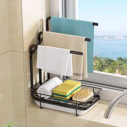 Black Sink Sponge & Soap Caddy with Drain Tray | Viva AquaSink