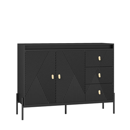 Viva Elite Fluted Sideboard Cabinet – Where Texture Meets Illumination