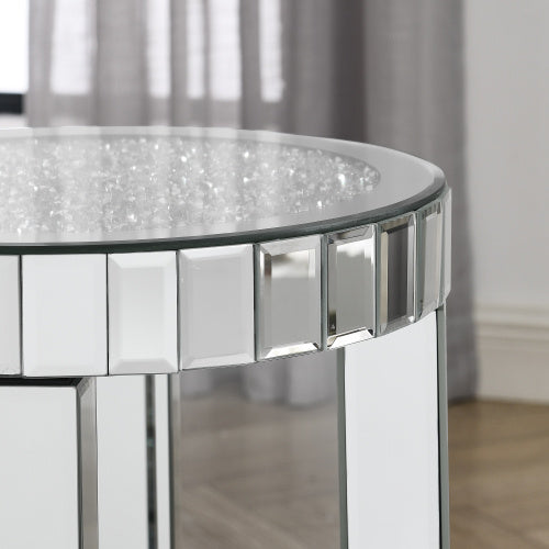 Crystal Inlaid Mirror Round Table – Elegance & Luxury for Your Space