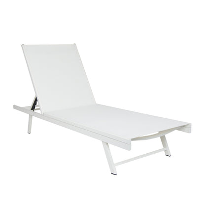 Salton White Adjustable Chaise Lounge, Metal & Mesh | Viva