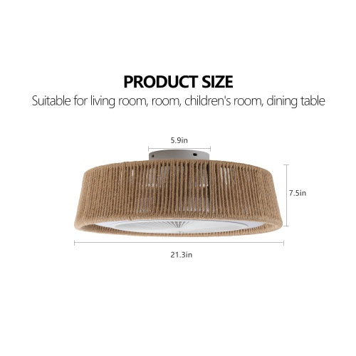 Bohemian Style LED Dimmable Ceiling Light with Built-in Fan & Remote Control