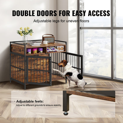 41-Inch Dog Crate Furniture with Storage & Double Doors | Viva