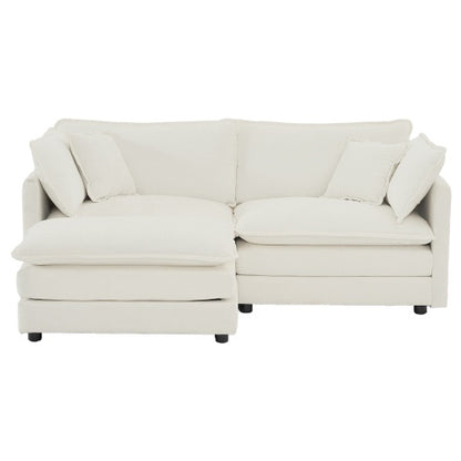 White 2-Seater Sectional Sofa with Ottoman | Viva