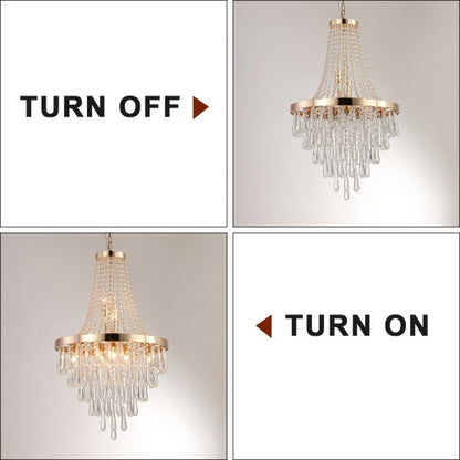 Golden Crystal Chandelier - Luxurious 5-Tier Modern Lighting for Elegant Interiors