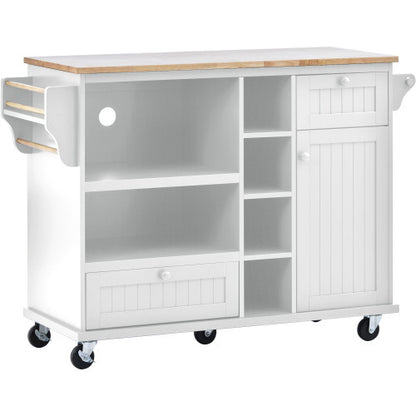 Viva Atelier Meridian Kitchen Island Cart with Storage Cabinet & Locking Wheels