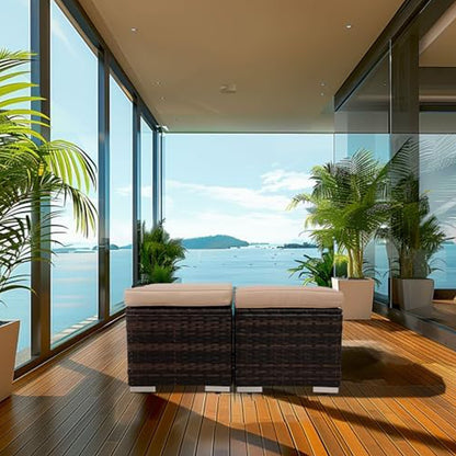 Viva Outdoor Essentials – Multipurpose Wicker Ottomans Set