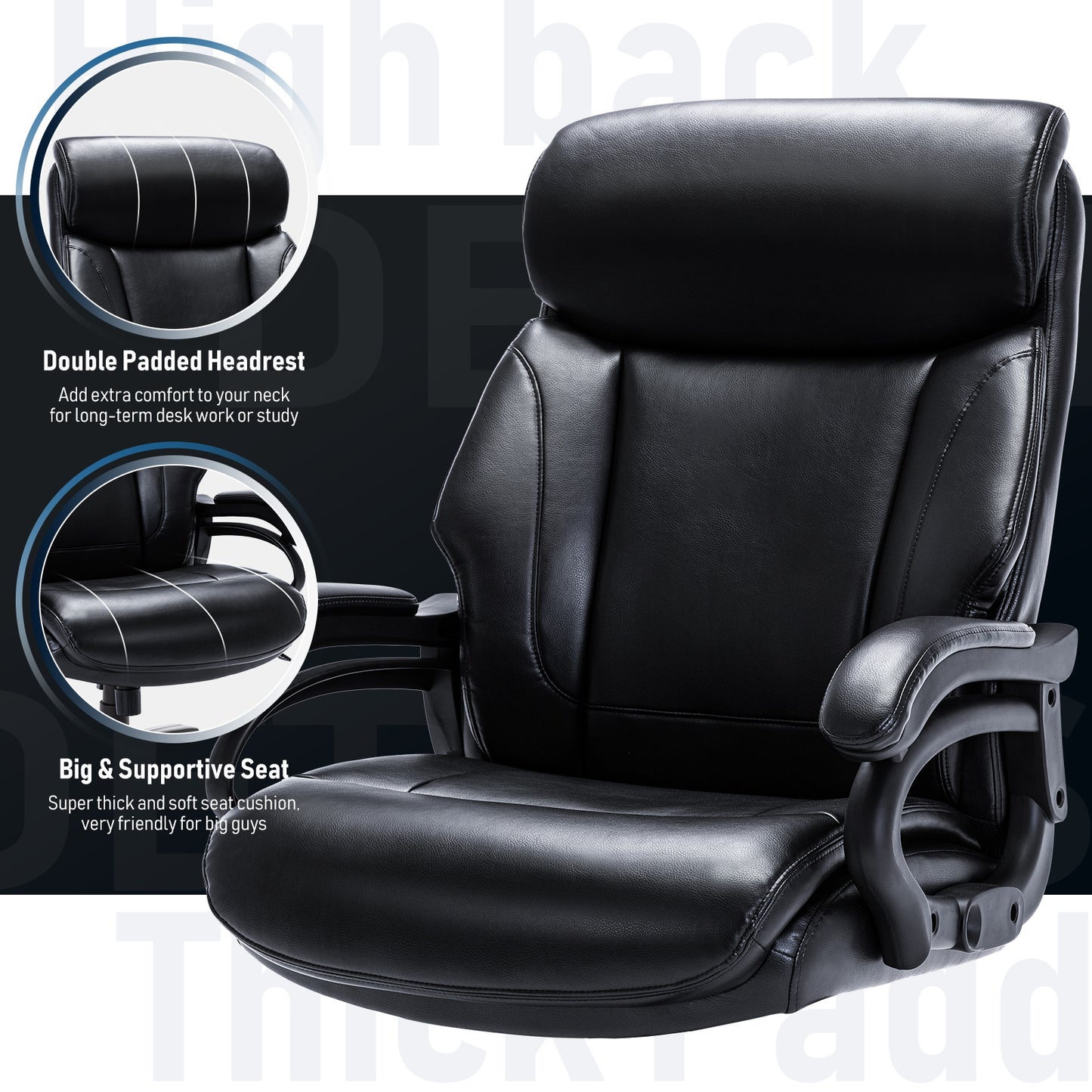 Tall Office Chair, 400 Pound Heavy-duty Administrative Desk And Chair