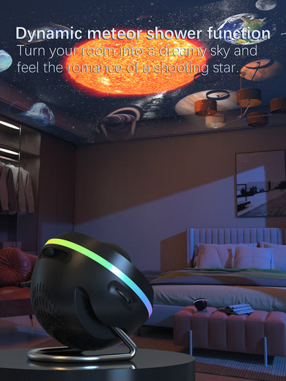 galaxy projector light in a modern home setting