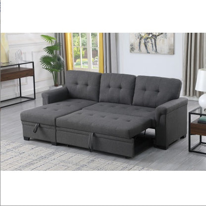 Viva Elite Slate Dark Gray Linen Sleeper Sectional Sofa - The Future of Versatile Luxury