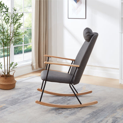 Dark Gray Upholstered Rocking Chair | Viva Cozy Retreat