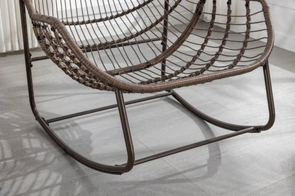 Outdoor Rattan Rocking Chair With Padded Cushion For Porch And Living Room