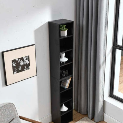 Black 8-Tier Media Tower with Adjustable Shelves | Viva