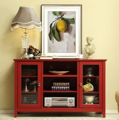Red Sideboard with 4 Glass Doors & Adjustable Shelves | Viva