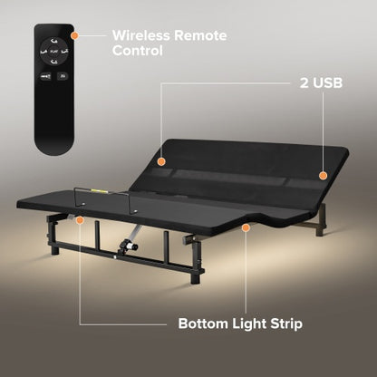 adjustable bed base head and foot incline view