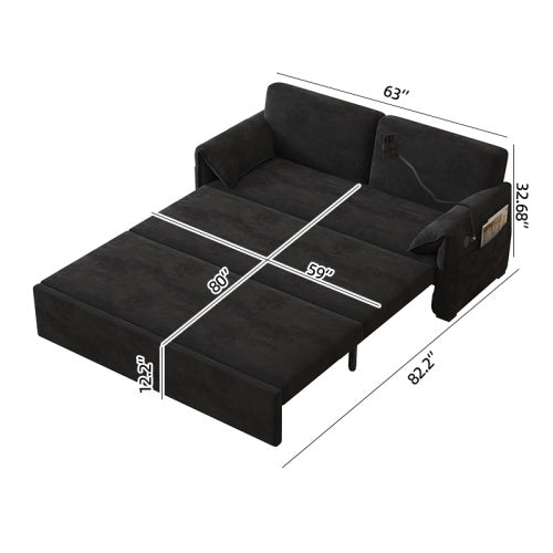 Viva Comfort Series: 63-Inch Velvet Multi-Mode Sofa Bed