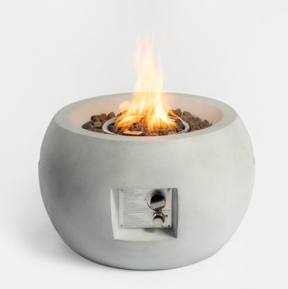 Outdoor Propane Fire Pit Table - 24-Inch Round Graphite Base with Waterproof Cover & Free Lava Rocks