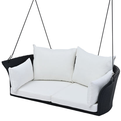 Luxury 2-Person Hanging Swing Chair – Elegant Rattan Wicker Porch Swing for Your Outdoor Oasis