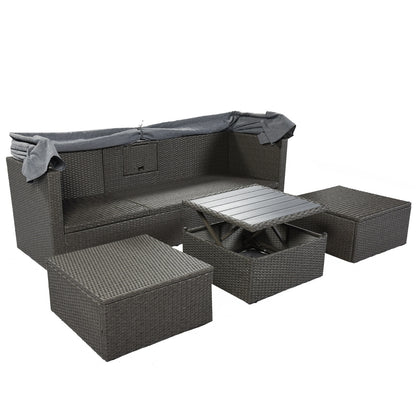 Gray U-Style Outdoor Daybed Set with Canopy | Viva
