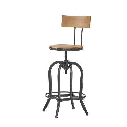 Viva Elite Adjustable Swivel Bar Stool with Fir Wood Seat
