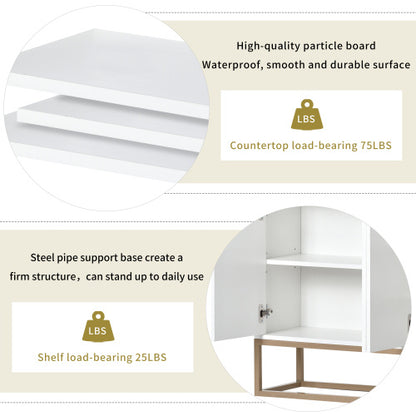 Modern White 4-Door Sideboard with Gold Legs | Viva